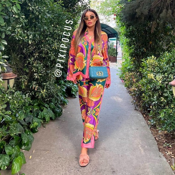 ZARA SATIN PRINTED PAJAMA STYLE PANTS - Picture 12 of 15